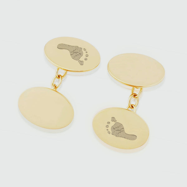 Bellevue 9ct Yellow Gold Footprint Cufflinks-Auree Jewellery