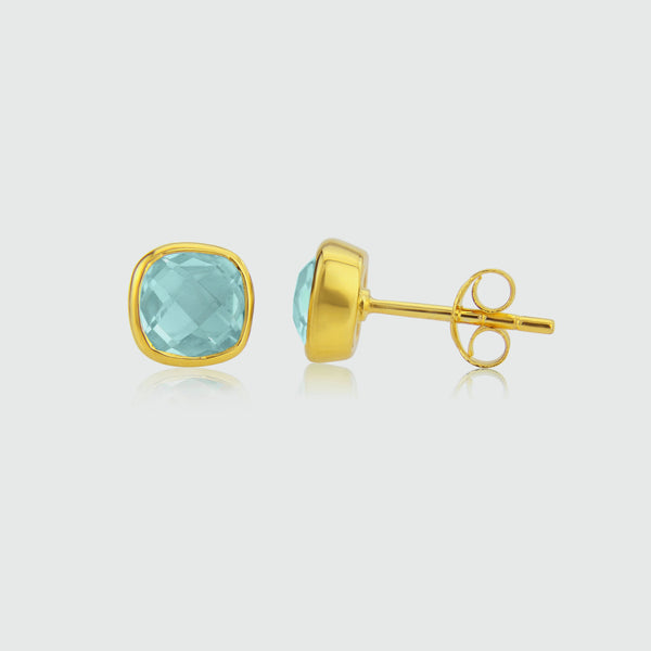 Brooklyn Blue Topaz & Gold Vermeil Stud Earrings-Auree Jewellery