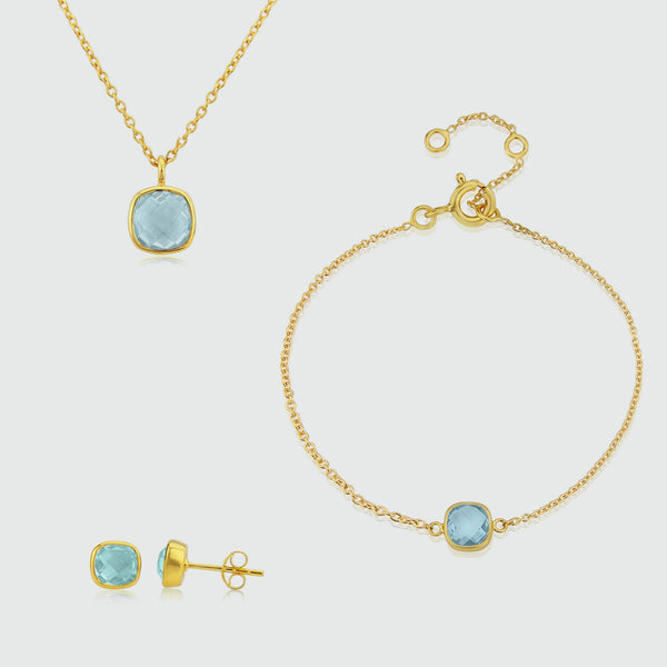 Brooklyn Blue Topaz & Gold Vermeil Jewellery Set-Auree Jewellery