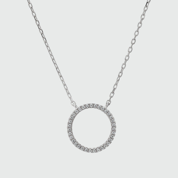 Chora Mini Circle Sterling Silver & Cubic Zirconia Necklace-Auree Jewellery