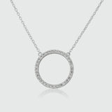 Chora Circle Sterling Silver & Cubic Zirconia Necklace-Auree Jewellery