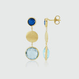 Como Blue Topaz, London Topaz & Yellow Gold Vermeil Earrings-Auree Jewellery
