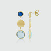 Como Blue Topaz, London Topaz & Yellow Gold Vermeil Earrings-Auree Jewellery