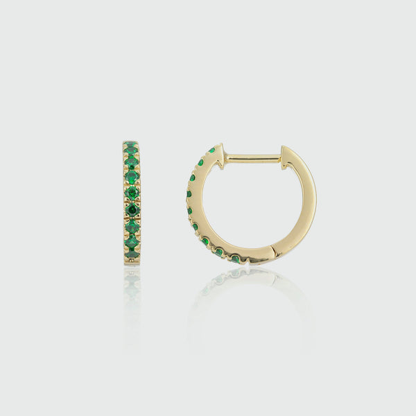 Dovehouse Gold Vermeil & Green Zirconia Hoop Earrings-Auree Jewellery