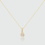 Drayton White Pearl & Cubic Zirconia Yellow Gold Vermeil Oval Pendant-Auree Jewellery