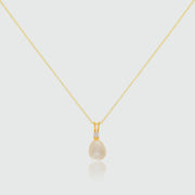 Drayton White Pearl & Cubic Zirconia Yellow Gold Vermeil Oval Pendant-Auree Jewellery