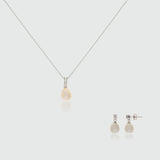 Drayton White Pearl & Cubic Zirconia Sterling Silver Jewellery Set-Auree Jewellery
