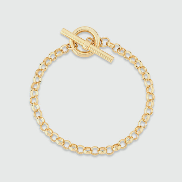 Fernshaw Yellow Gold T-Bar Belcher Bracelet-Auree Jewellery