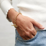 Fernshaw Yellow Gold T-Bar Belcher Bracelet-Auree Jewellery