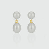 Glebe Double White Pearl & Gold Vermeil Drop Earrings-Auree Jewellery
