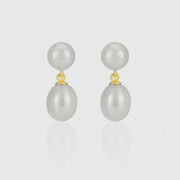 Glebe Double White Pearl & Gold Vermeil Drop Earrings-Auree Jewellery