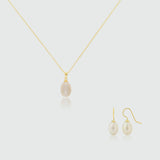 Gloucester White Freshwater Pearl & Gold Vermeil Jewellery Set-Auree Jewellery