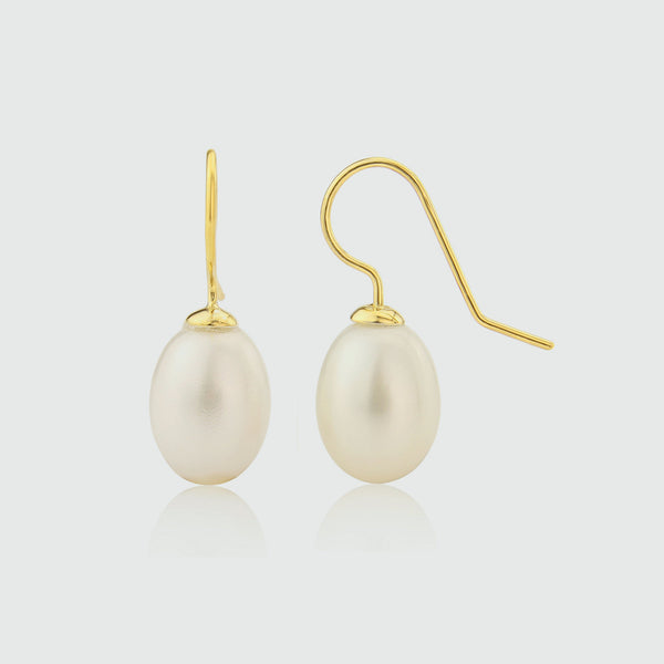 Gloucester White Freshwater Pearl & Gold Vermeil Drop Earrings