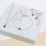 Hampton Ruby & Gold Vermeil Interchangeable Gemstone Earrings-Auree Jewellery