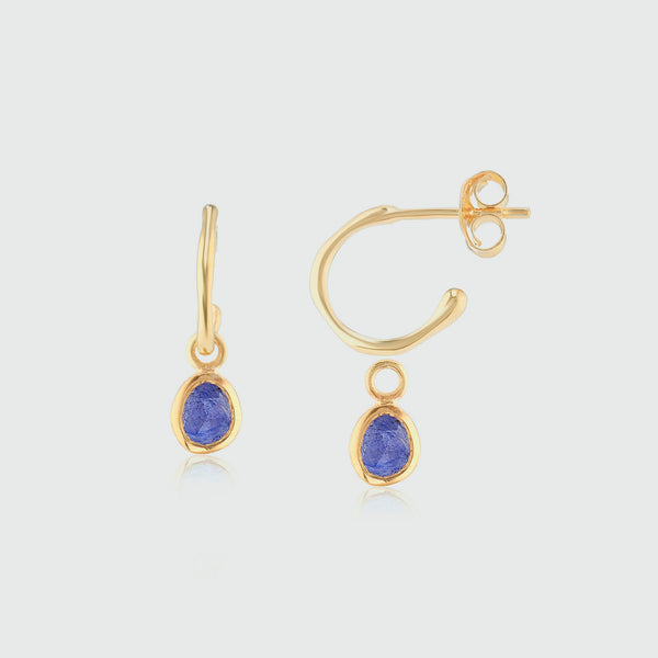 Hampton Sapphire & Gold Vermeil Interchangeable Gemstone Earrings-Auree Jewellery