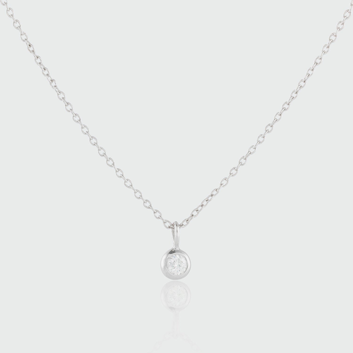 Silver necklace with one diamond sale