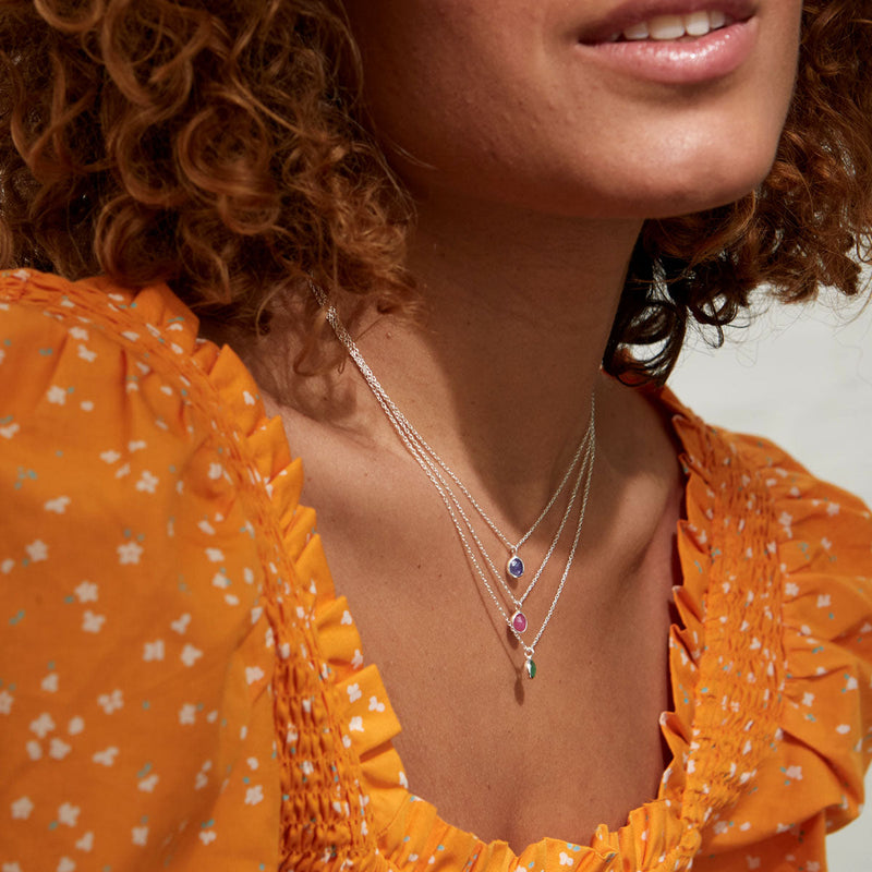 Hampton Emerald & Sterling Silver Necklace-Auree Jewellery