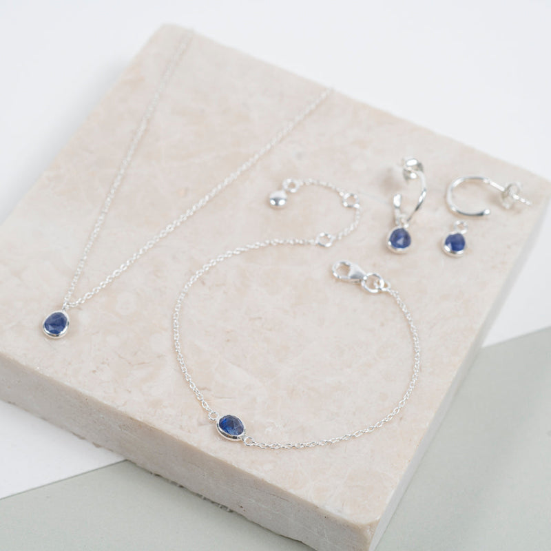 Hampton Sapphire & Silver Interchangeable Gemstone Earrings-Auree Jewellery