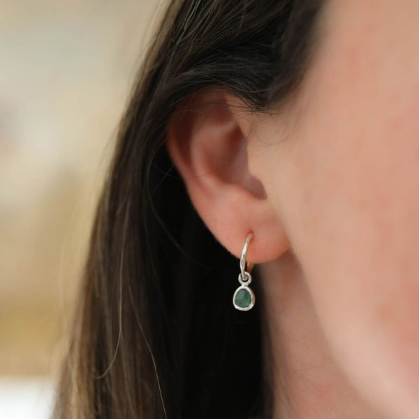 Hampton Emerald & Silver Interchangeable Gemstone Drops-Auree Jewellery