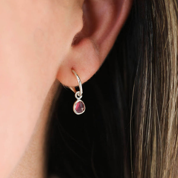 Hampton Ruby & Sterling Silver Interchangeable Gemstone Drops-Auree Jewellery