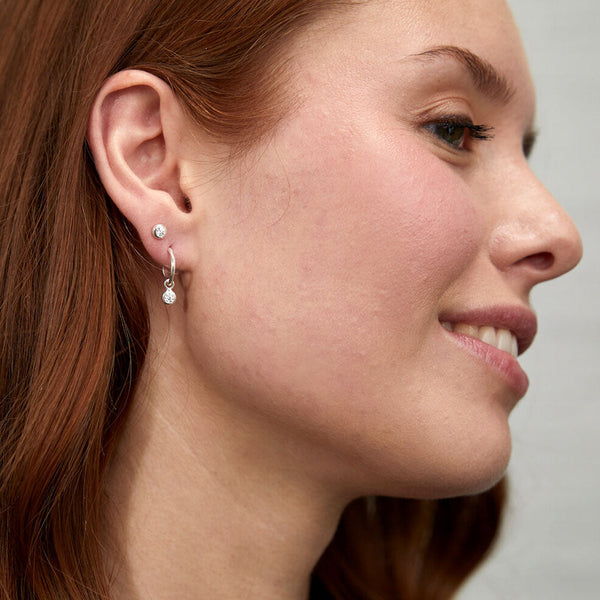 Hampton Moissanite & Silver Interchangeable Gemstone Earrings-Auree Jewellery