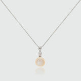 Harcourt White Pearl & Cubic Zirconia Sterling Silver Round Pendant-Auree Jewellery