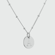 Hobury Silver Disc Engraved Initial Pendant-Auree Jewellery