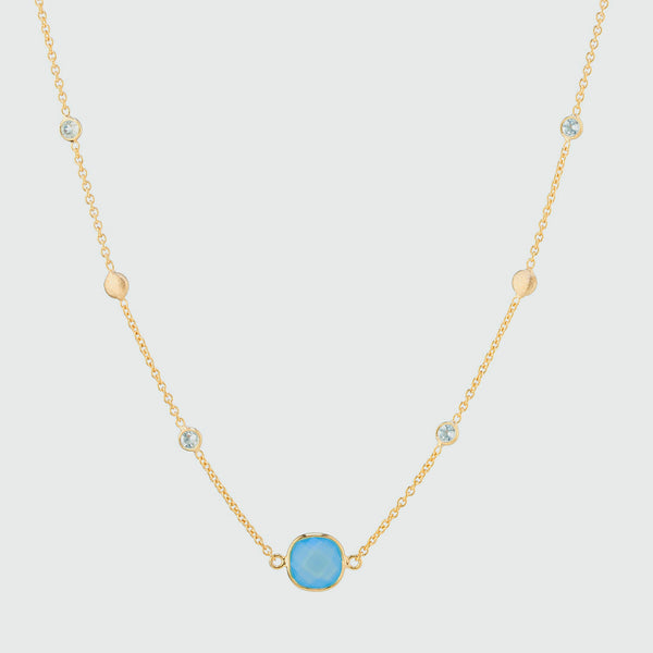 Iseo Blue Chalcedony & Gold Vermeil Necklace-Auree Jewellery