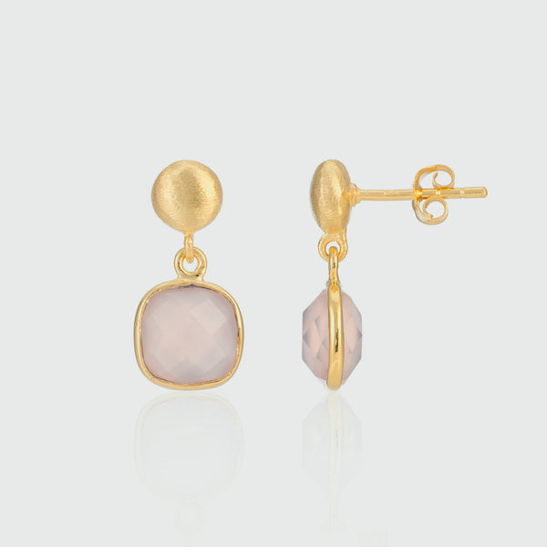 Iseo Pink Chalcedony & Gold Vermeil Earrings-Auree Jewellery