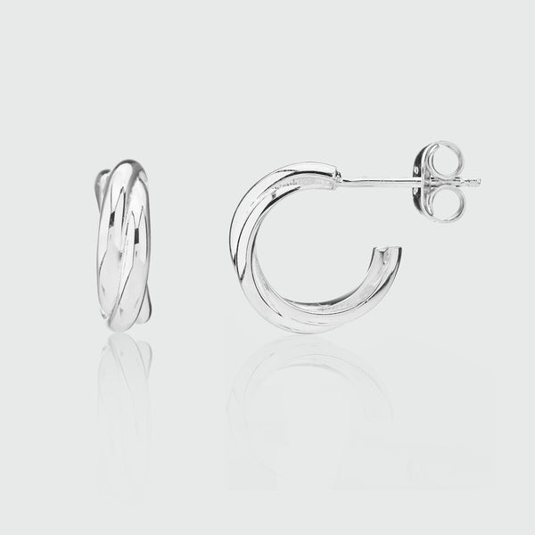 Knightsbridge Mini Sterling Sterling Triple Hoop Earrings-Auree Jewellery