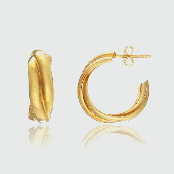 Knightsbridge Yellow Gold Vermeil Triple Hoop Earrings-Auree Jewellery