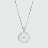 Langton Sterling Silver Diamond Locket Necklace-Auree Jewellery