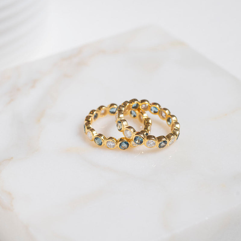 Limited Edition | London Topaz & Moissanite Gold Vermeil Ring-Auree Jewellery
