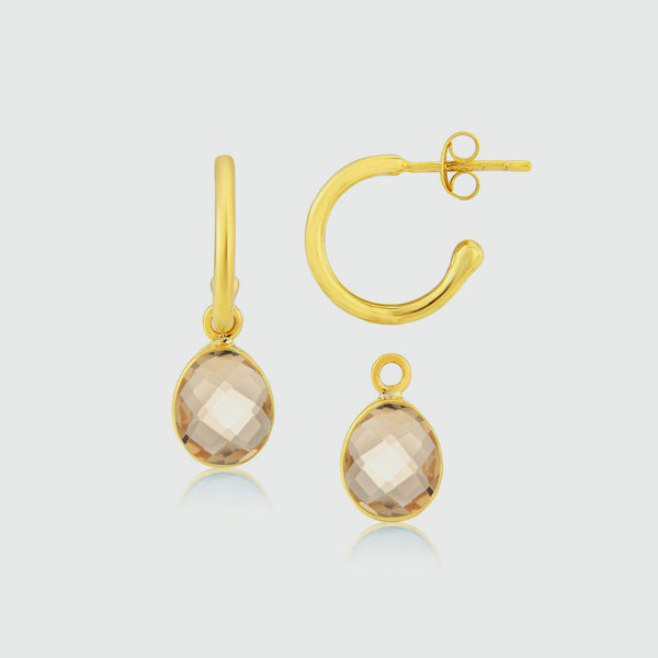 Manhattan Gold & Citrine Interchangeable Gemstone Earrings-Auree Jewellery