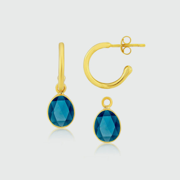 Manhattan Gold & London Topaz Interchangeable Gemstone Drop Earrings-Auree Jewellery