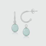 Manhattan Silver & Aqua Chalcedony Interchangeable Gemstone Earrings-Auree Jewellery