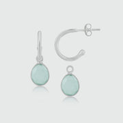Manhattan Silver & Aqua Chalcedony Interchangeable Gemstone Earrings-Auree Jewellery