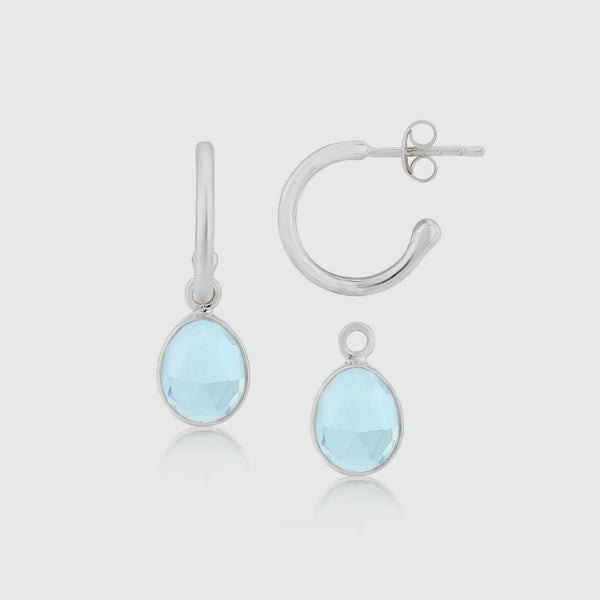 Manhattan Silver & Blue Topaz Interchangeable Gemstone Drops-Auree Jewellery