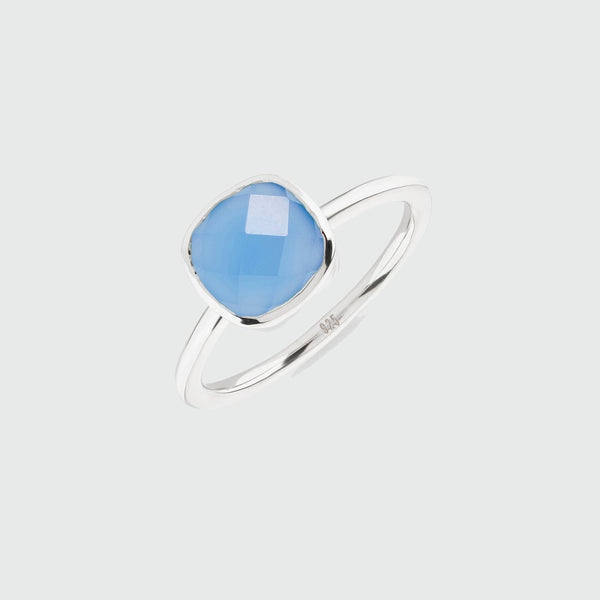 Mondello Blue Chalcedony Sterling Silver Ring-Auree Jewellery