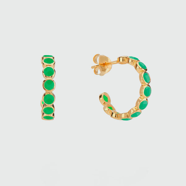 Ortigia Chrysoprase & Gold Vermeil Hoop Earrings-Auree Jewellery