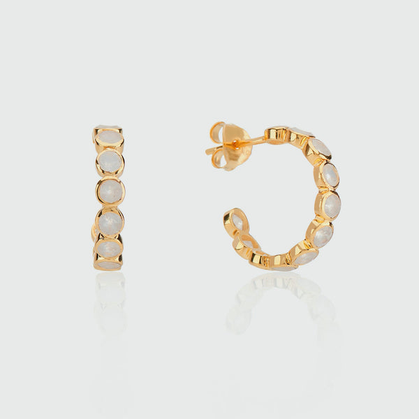 Ortigia Moonstone & Gold Vermeil Hoop Earrings-Auree Jewellery
