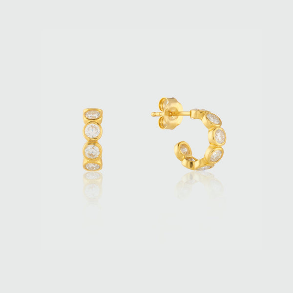 Ortigia Mini Moissanite & Gold Vermeil Hoop Earrings-Auree Jewellery