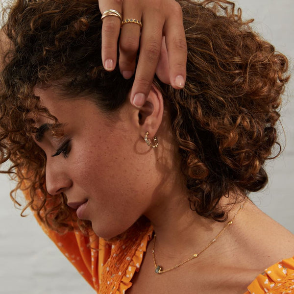 Ortigia Labradorite & Gold Vermeil Hoop Earrings-Auree Jewellery