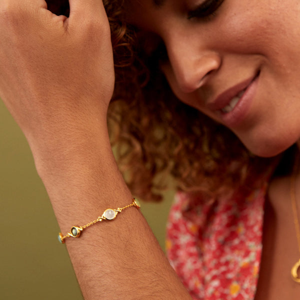 Palma Multi Gemstone & Gold Vermeil Friendship Bracelet-Auree Jewellery