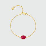 Pollara Fuchsia Pink Chalcedony & Gold Vermeil Beaded Bracelet-Auree Jewellery