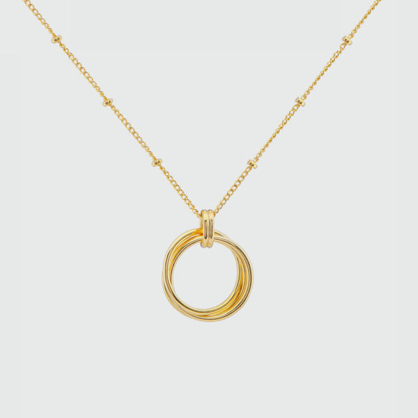 Cordoba Yellow Gold Vermeil Triple Ring Necklace-Auree Jewellery