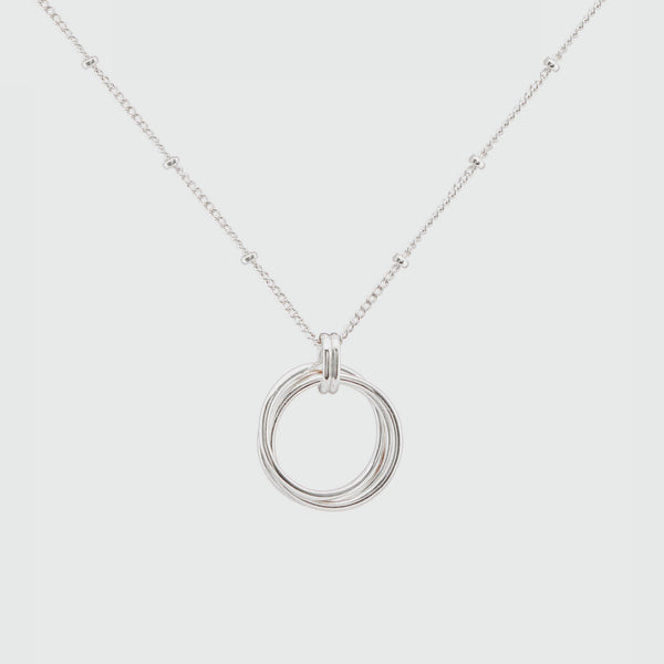Cordoba Sterling Silver Triple Ring Necklace-Auree Jewellery