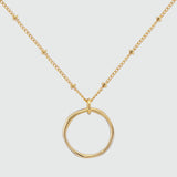 Ronda Round Yellow Gold Vermeil Pendant with Beaded Chain-Auree Jewellery