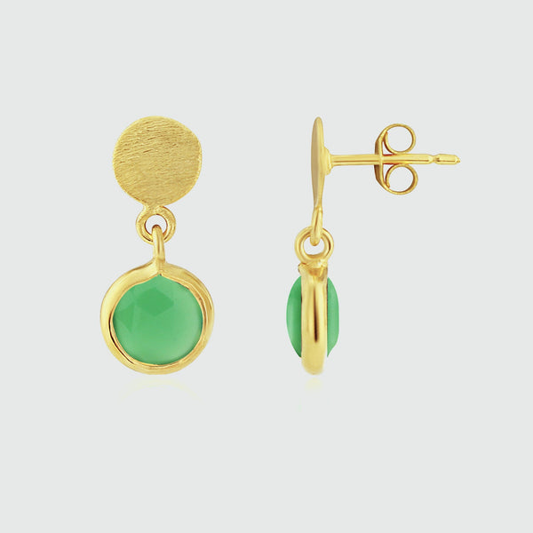 Salina Gold Vermeil Disc & Chrysoprase Green Earrings-Auree Jewellery