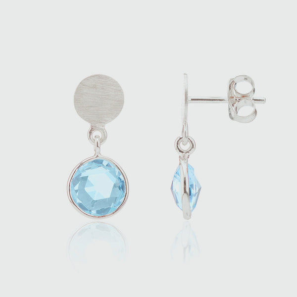 Salina Sterling Silver Disc & Blue Topaz Earrings-Auree Jewellery